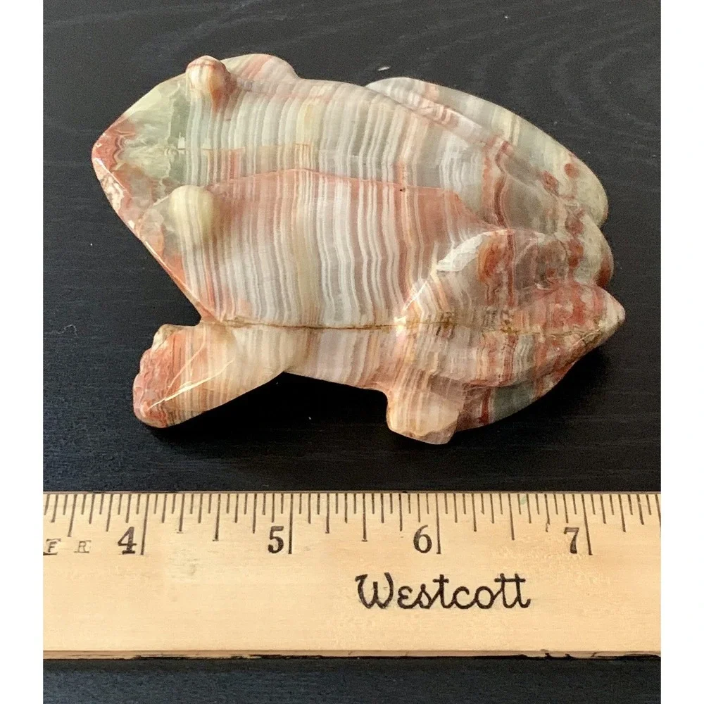 Vintage Chinese Handmade Natural Agate Frog Figurine Hand Craved Decorative